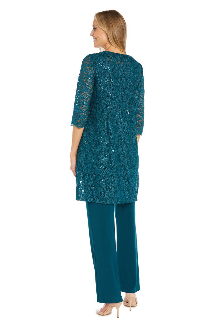 Lace Pantsuit with Pearl Neckline