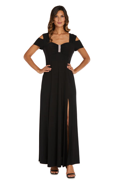 Evening Gown with Thigh Slit and Diamante Detail