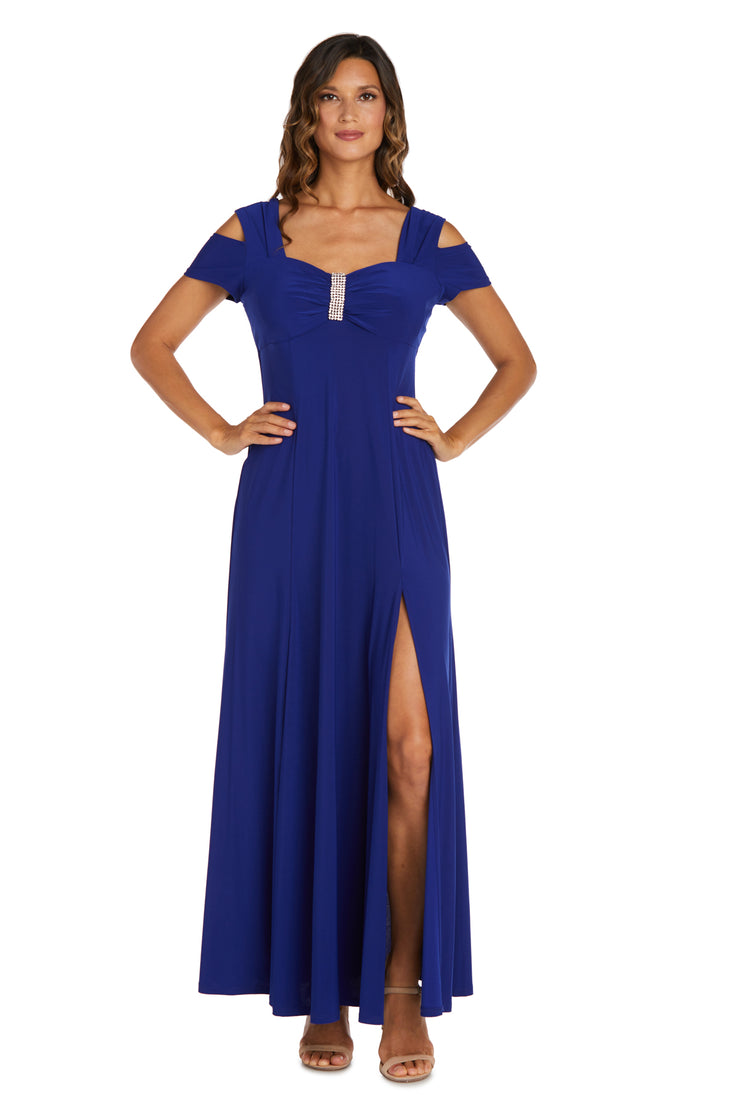 Evening Gown with Thigh Slit and Diamante Detail