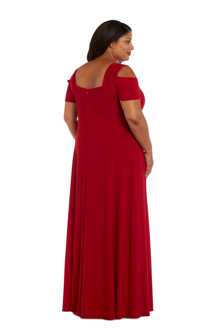 R&M Richards Women's Empire Waist Cold Shoulder Dress with Sleeves- Evening  Gown