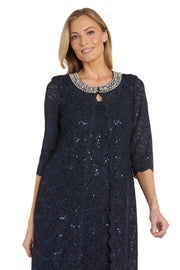 Lace Jacket Dress With Pearl Detail Neckline