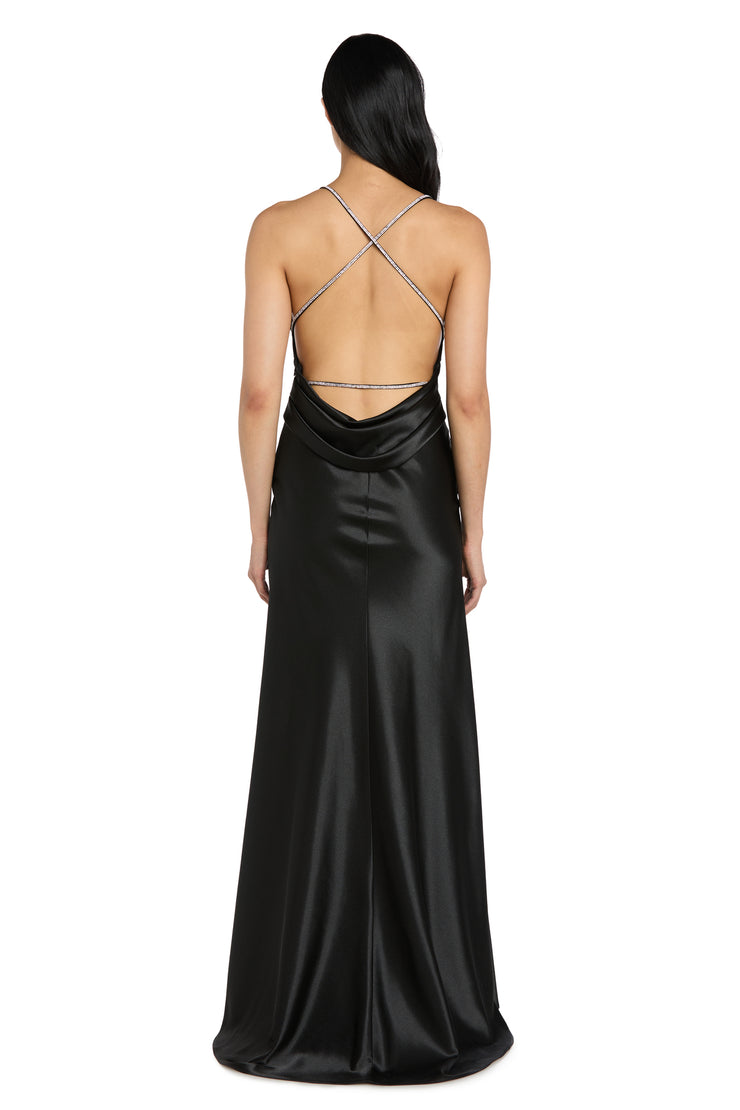Lunaire Women's Long Silky Satin Dress, Black, 1 Lunaire Women's Long Silky Satin Dress, Black, 1