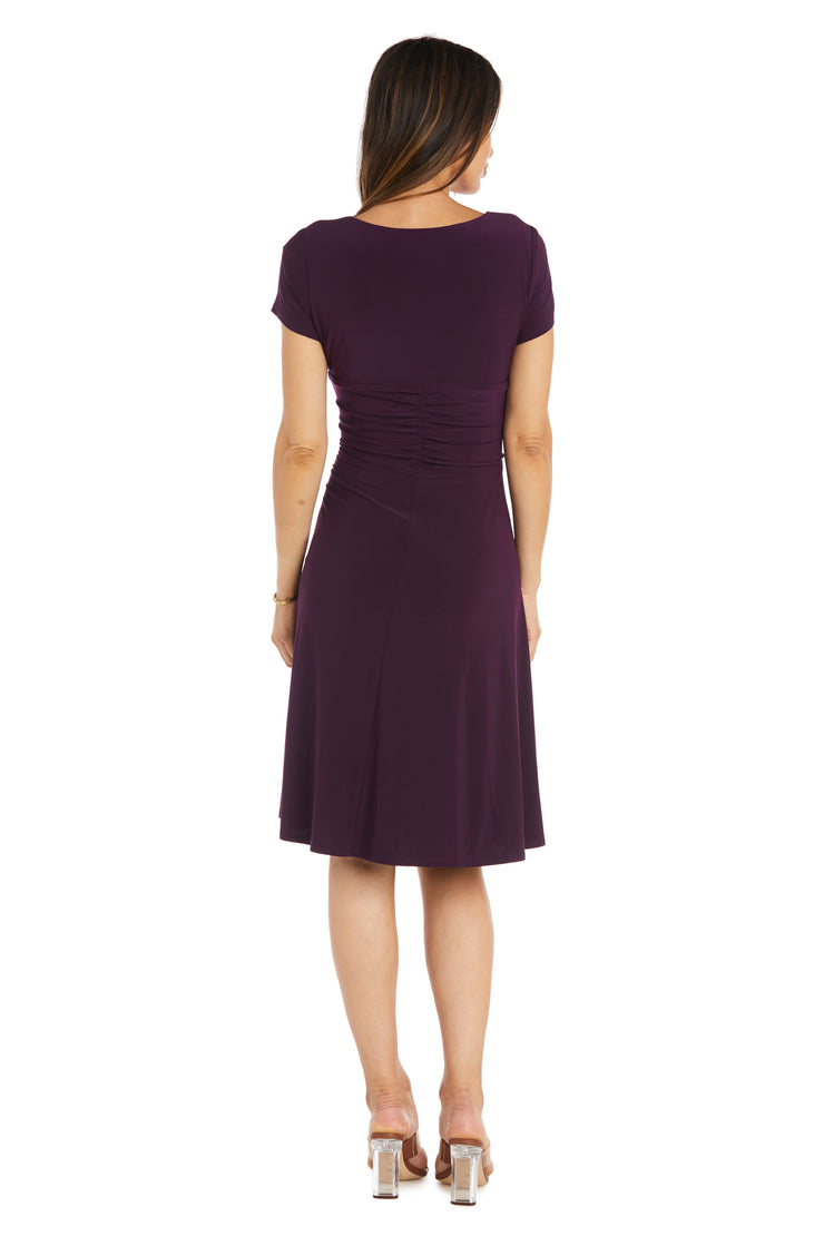 Midi Cocktail Dress with Rhinestone Waist Embellishment - Petite