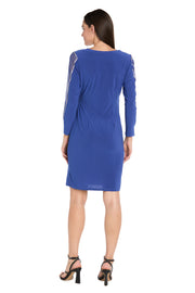 Cocktail Dress With Rhinestone Arm Detail & Sheer Inserts - Petite