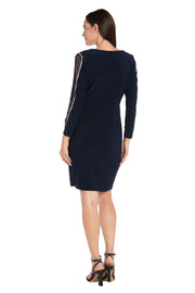 Cocktail Dress With Rhinestone Arm Detail & Sheer Inserts - Petite