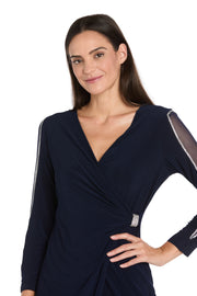 Cocktail Dress With Rhinestone Arm Detail & Sheer Inserts - Petite