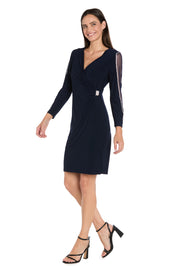 Cocktail Dress With Rhinestone Arm Detail & Sheer Inserts - Petite