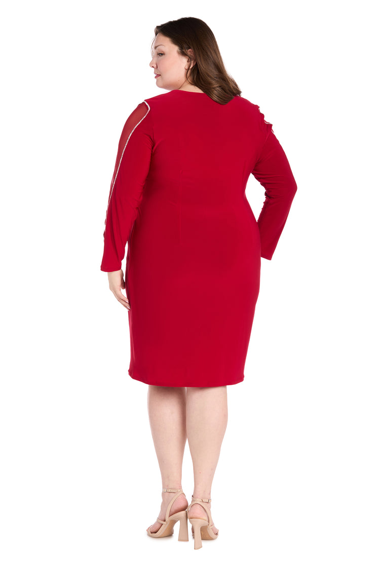 Cocktail Dress With Rhinestone Arm Detail & Sheer Inserts - Plus