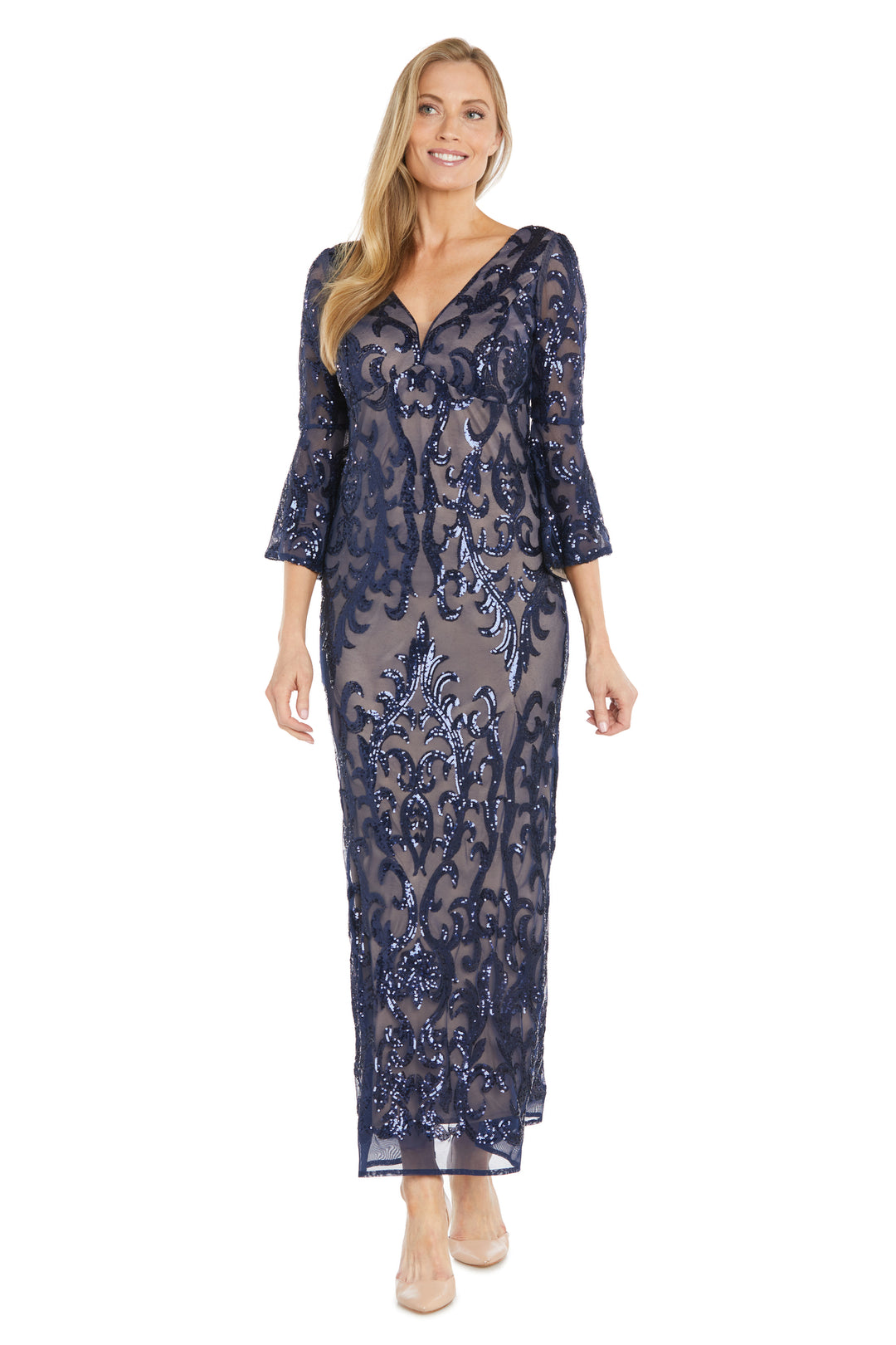 chinese dress ladies Contrast Sequin Gown – R&M Richards
