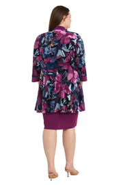 Floral Printed Jacket Dress - Plus