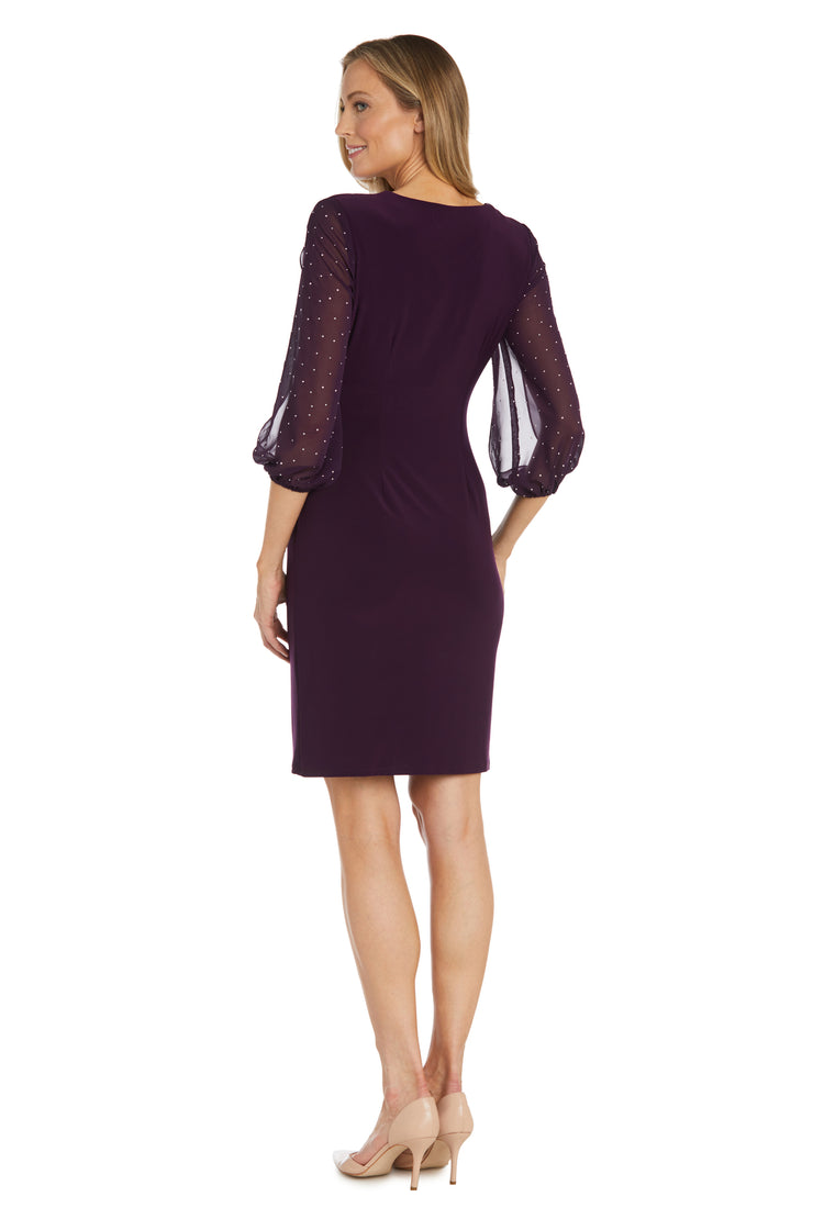 Cocktail Dress With Sheer Balloon Sleeves - Petite