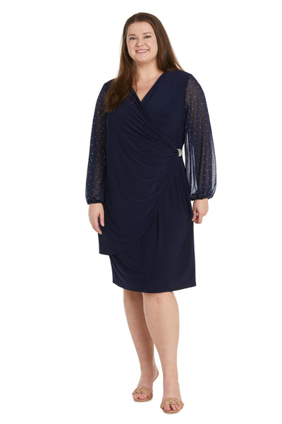 Cocktail Dress With Sheer Balloon Sleeves - Plus