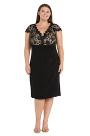 Sequined Lace Cocktail Dress - Plus