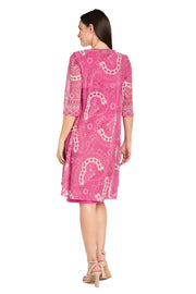 Raspberry Radiance: The Intricate Circle Pattern Jacket Dress