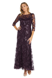 Sequined Evening Gown With Illusion Design