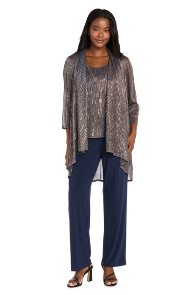 Sequined Duster Pant Set Navy Rose