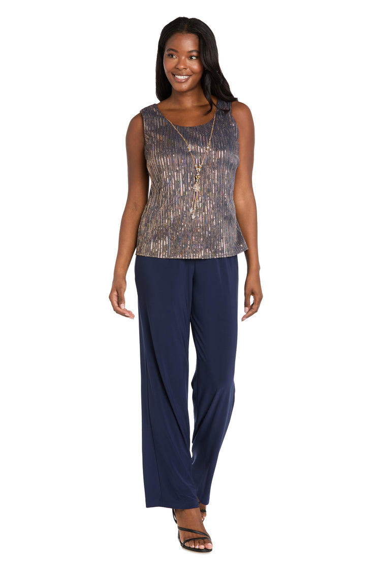Sequined Duster Pant Set Navy Rose