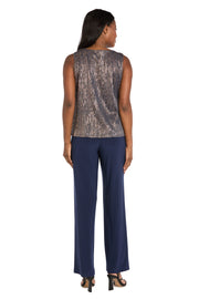 Sequined Duster Pant Set Navy Rose