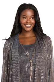 Sequined Duster Pant Set Navy Rose