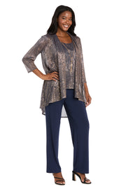 Sequined Duster Pant Set Navy Rose