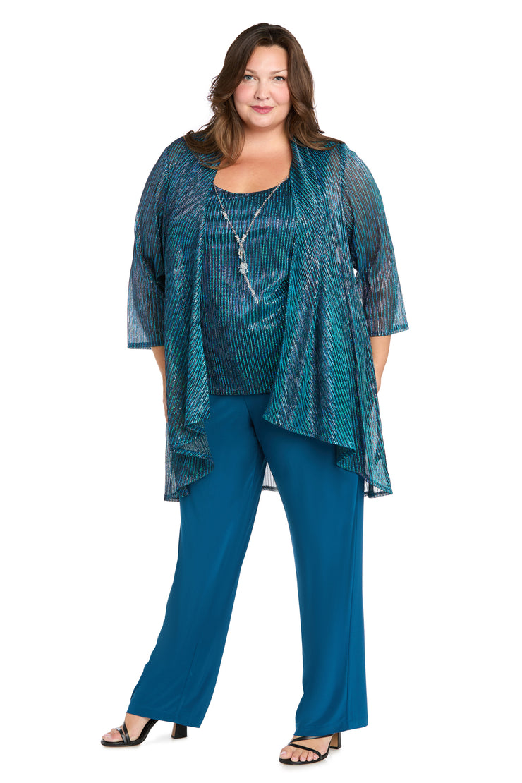 Sequined Duster Pant Set - Plus