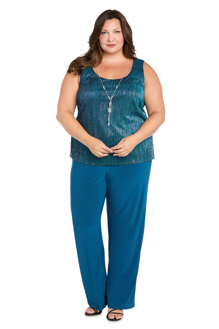 Sequined Duster Pant Set - Plus