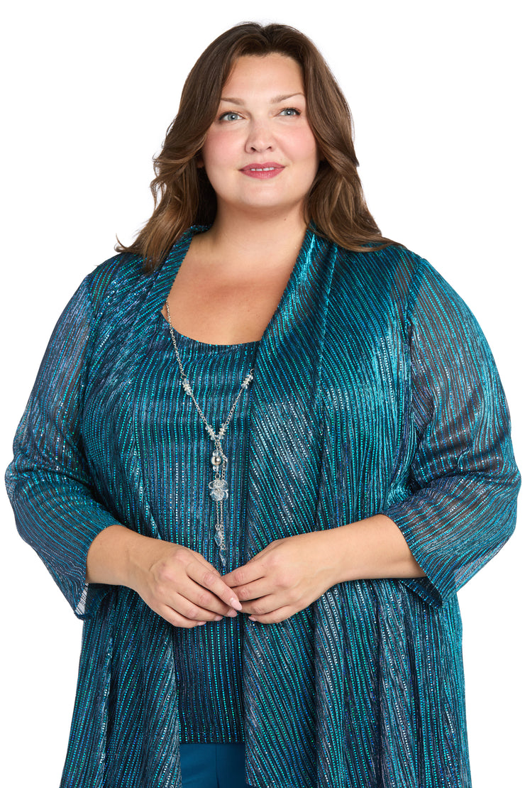 Sequined Duster Pant Set - Plus