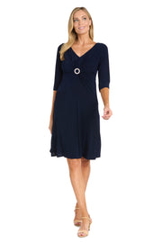 Midi Cocktail Dress With Circular Rhinestone Detail