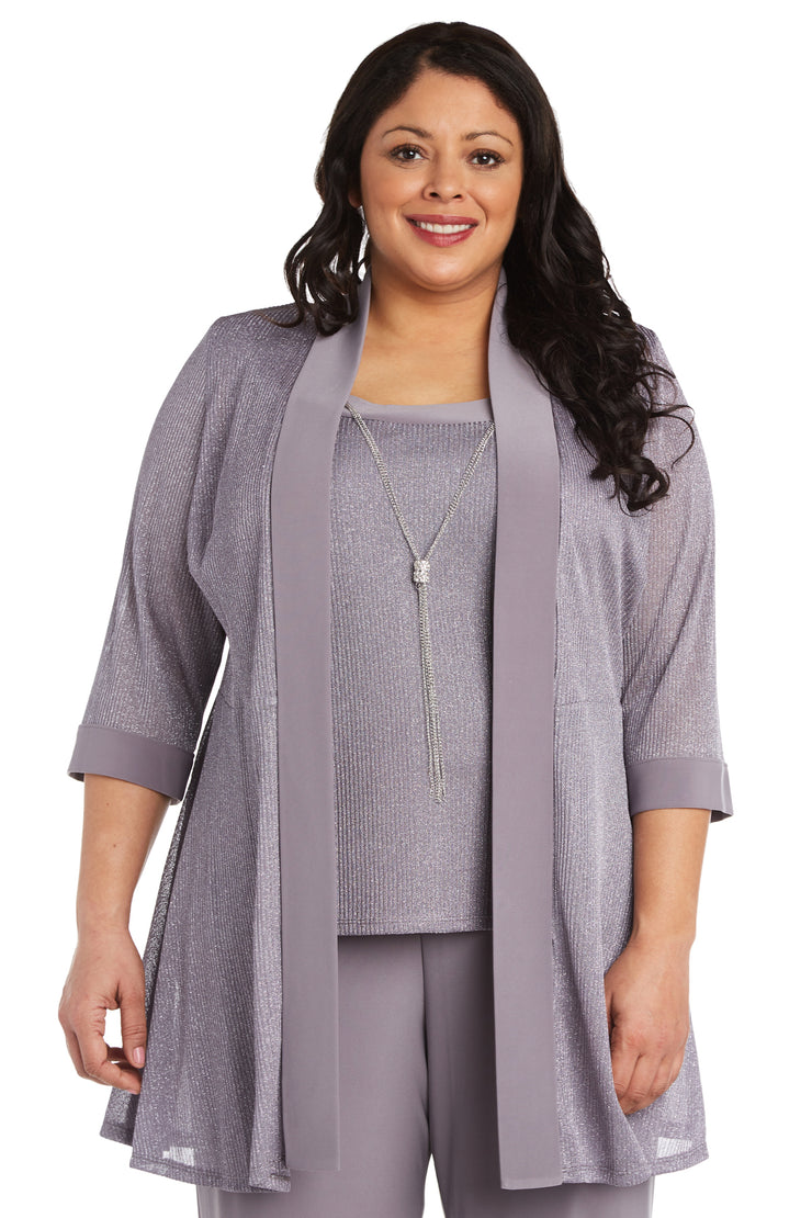 Faux Two-Piece Pant Set with Metallic Details - Plus