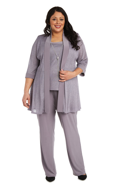 Faux Two-Piece Pant Set with Metallic Details - Plus