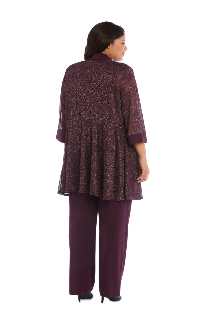 Faux Two-Piece Pant Set with Metallic Details - Plus