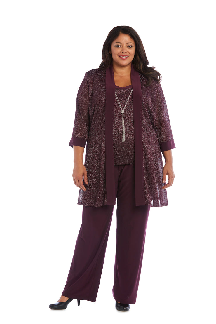 Faux Two-Piece Pant Set with Metallic Details - Plus
