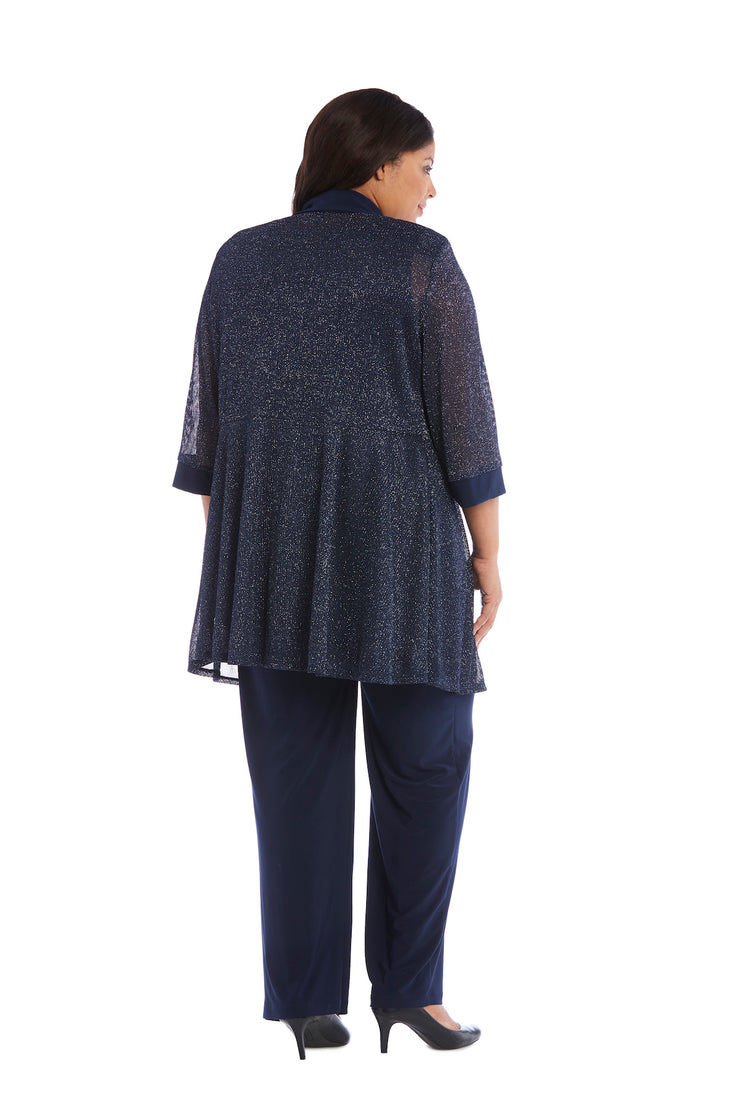 Faux Two-Piece Pant Set with Metallic Details - Plus