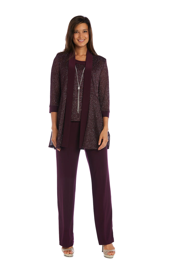 Faux Two-Piece Pant Set with Metallic Details