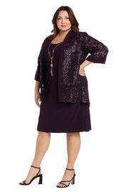 Sequined Jacket Dress with Solid Tank Dress - Plus