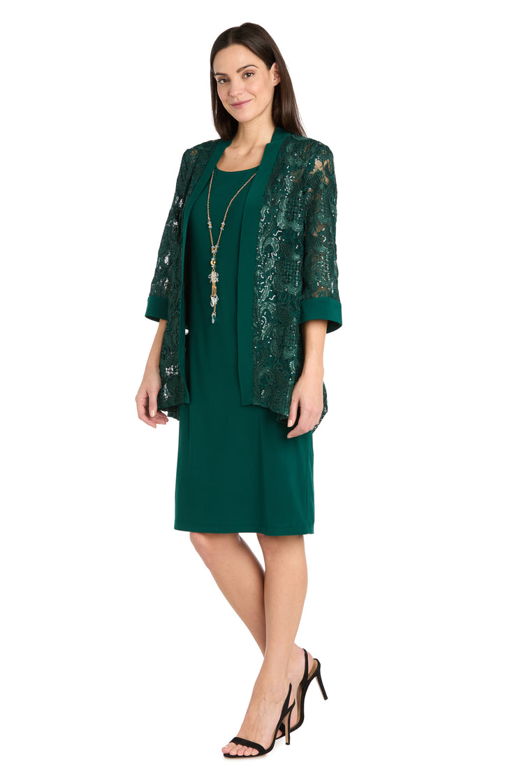 Sequined Embroidered Jacket Dress with Solid Tank Dress