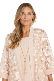 Sequined Embroidered Jacket Dress with Solid Tank Dress
