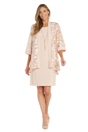 Sequined Embroidered Jacket Dress with Solid Tank Dress