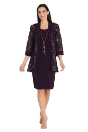 Sequined Embroidered Jacket Dress with Solid Tank Dress