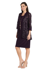 Sequined Embroidered Jacket Dress with Solid Tank Dress