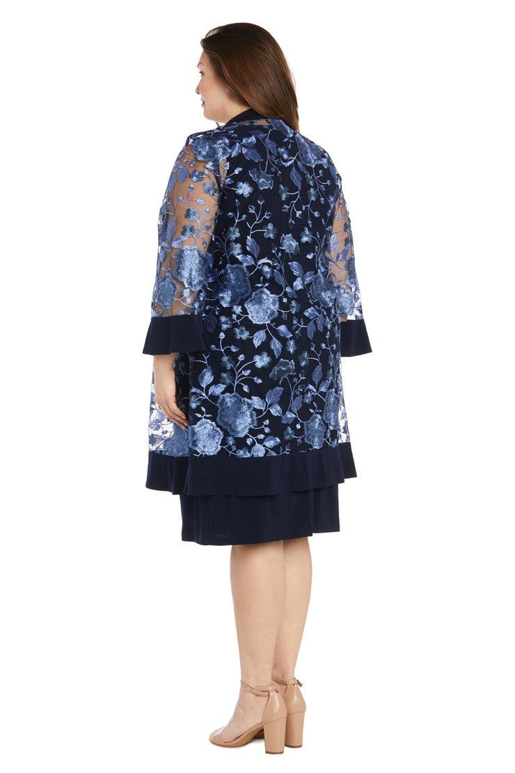 Jacket Dress with Floral Threadwork - Plus