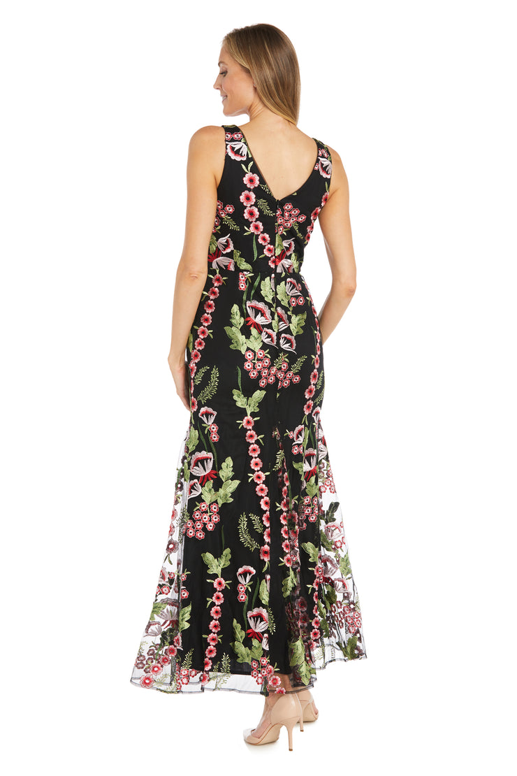 Floral Embroidered Trumpet Skirt Dress