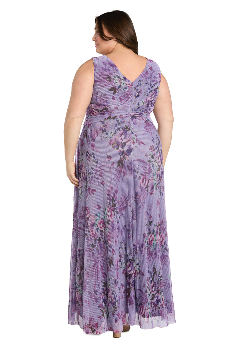 Long Crinkle Pleated V-Neck Gown - Plus