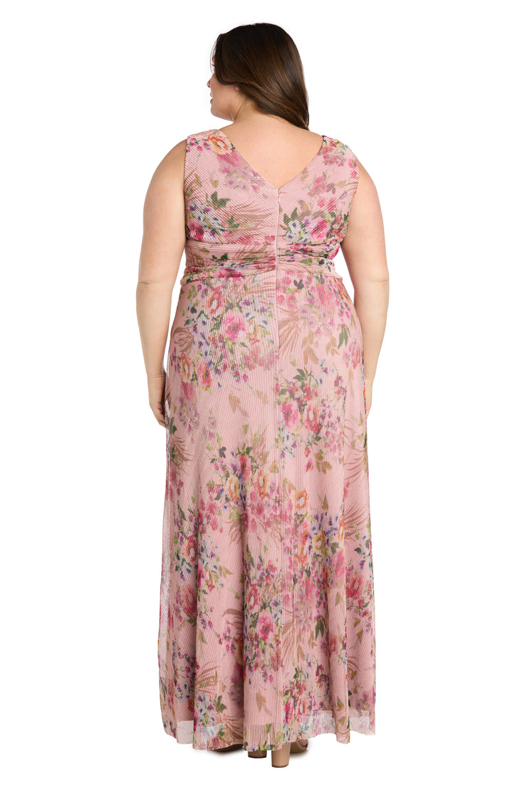 Long Crinkle Pleated V-Neck Gown - Plus