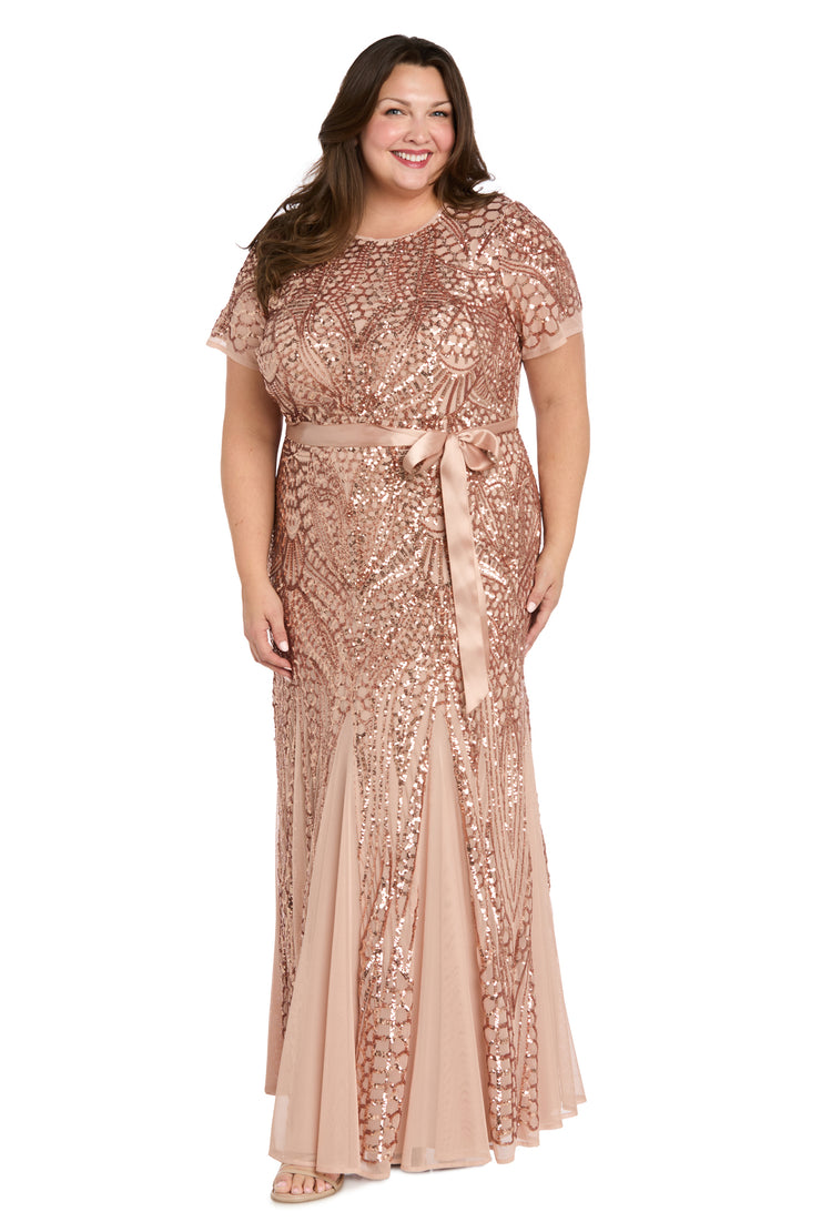maxi rose gold plus size dress Rose Gold Sequin Plus Size Empire Charmeuse Long Prom Dress