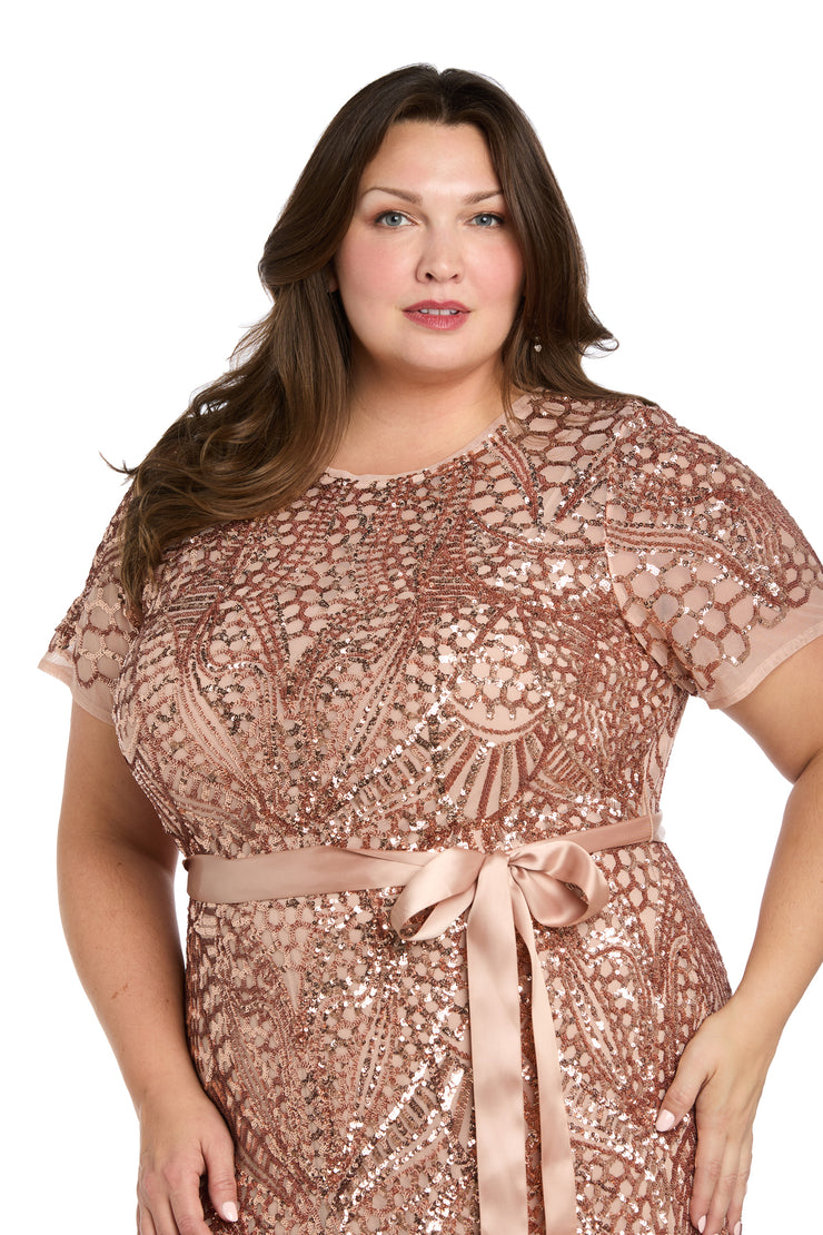 rose gold maxi dress plus size Adrianna Papell Plus Size Embellished Sleeveless Gown