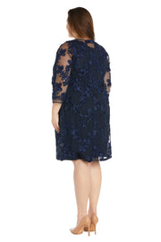 Floral Woven Jacket Dress That Attaches at The Neckline - Plus