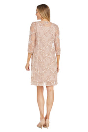 Floral Woven Jacket Dress That Attaches at The Neckline - Petite