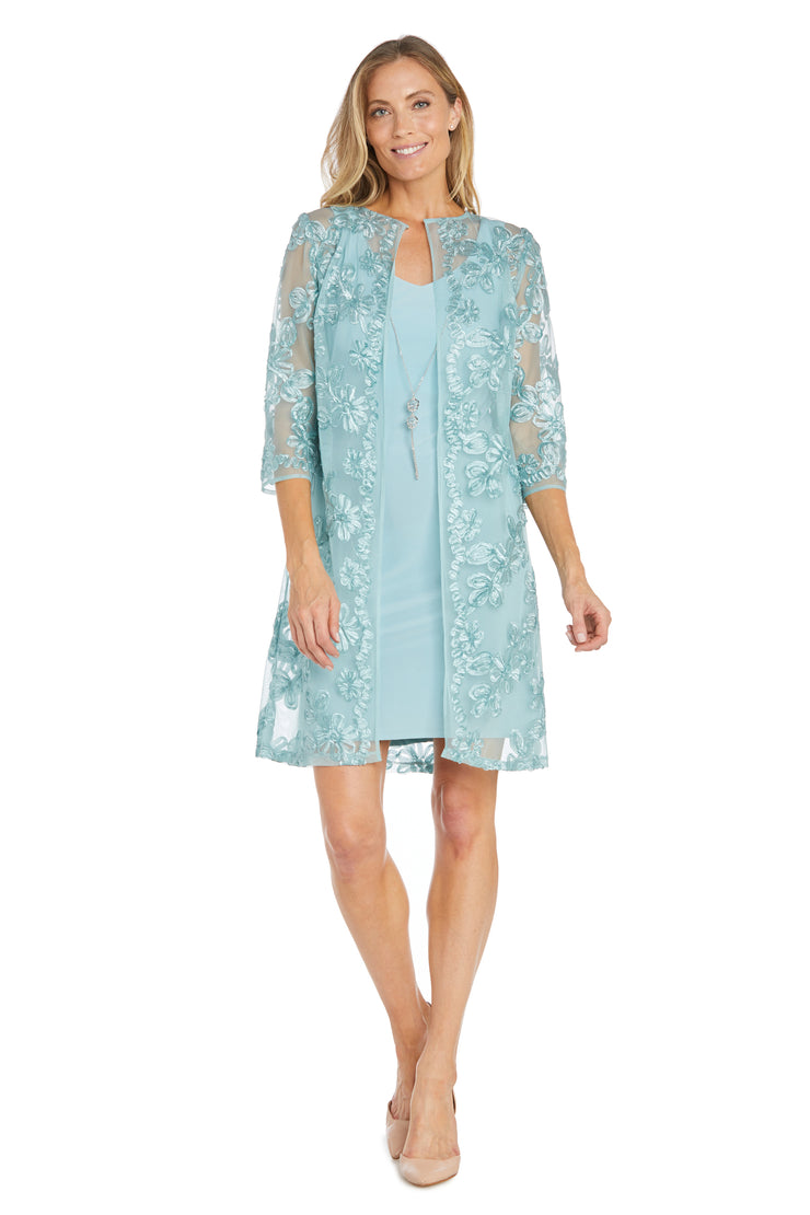 Floral Woven Jacket Dress That Attaches at The Neckline