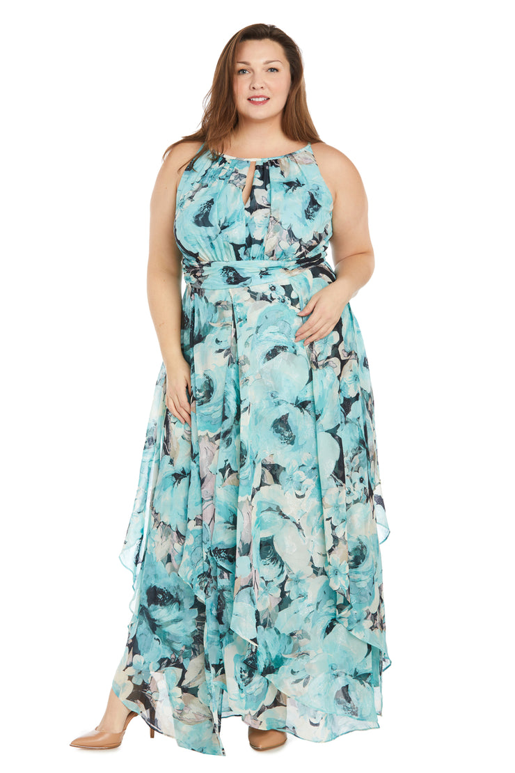 Maxi Floral Dress with Ruffle Skirt - Plus R&M Richards Maxi Floral Dress with Ruffle Skirt - Plus R&M Richards